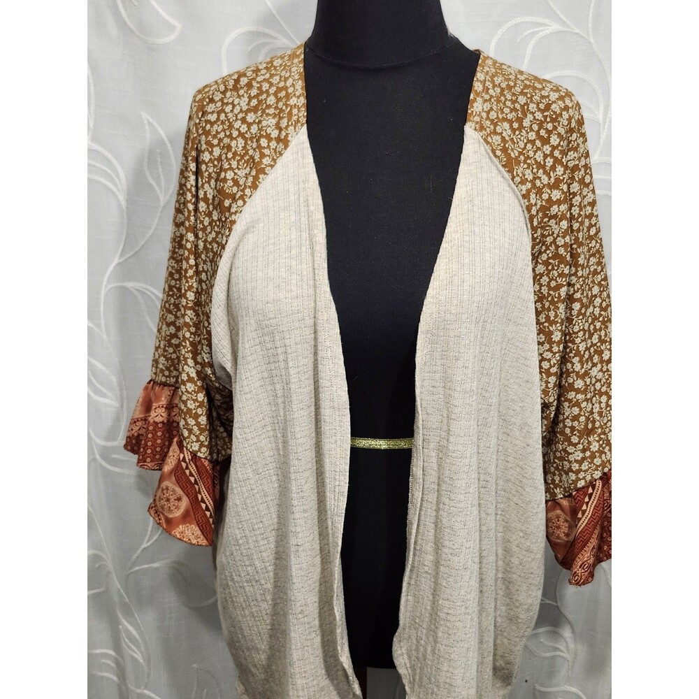 Maurices Boho Peasant Ruffle Duster Flowy XL Womens FLoral Brown